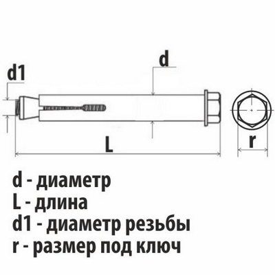 Анкер с болтом М6х8х60  - фото2